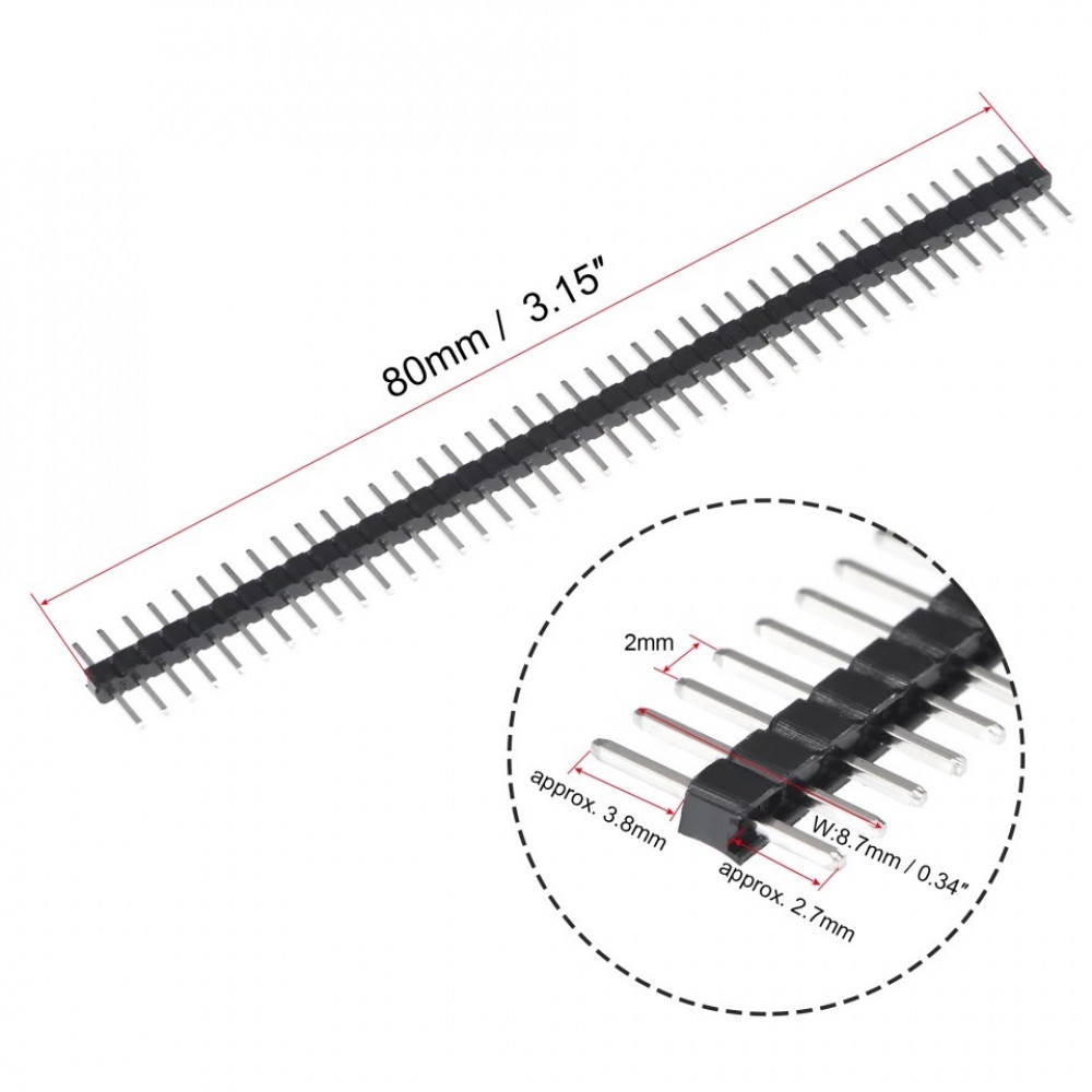 Straight Header Pin 40P 1 Row 2mm Pitch