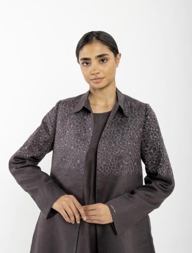 تسليم فوري Linen Blazer with floral embroidered