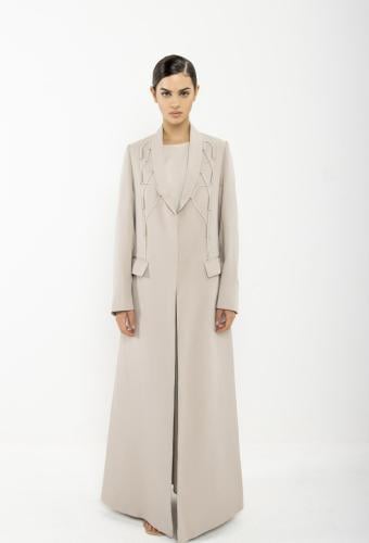 تسليم فوري Beige Blazer with lace up tailored