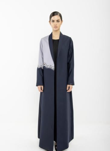 تسليم فوري Navy Abaya blazer with our unique embro...