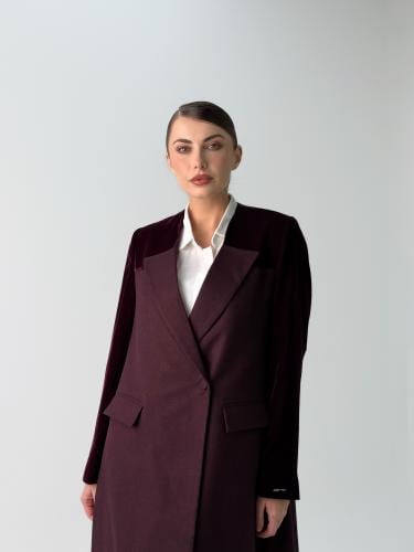 Burgundy Velvet Abaya blazer