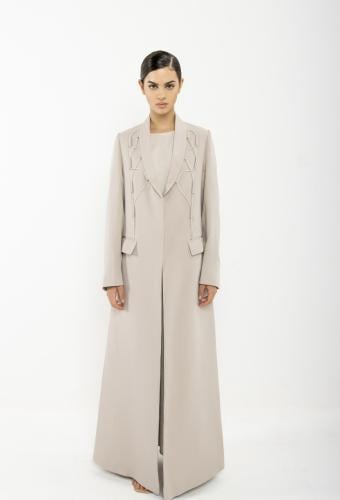 Beige Blazer with lace up tailored