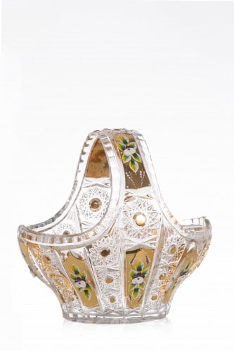 سلة كريستال بوهيمي بنقش ذهبي