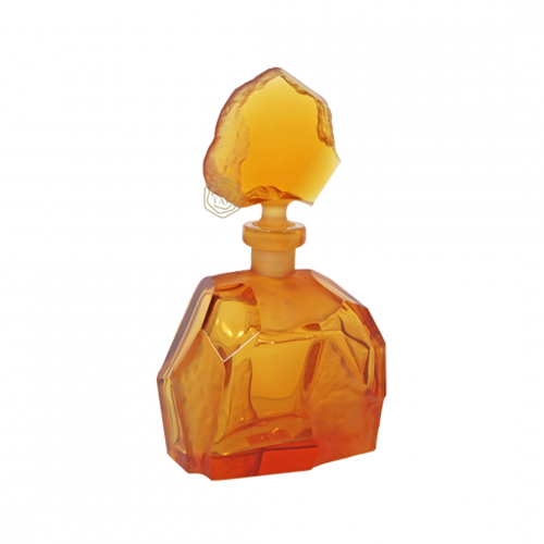 عبوة فاخرة من كريستال بوهيمي تصميم حديث بلون العنبر | صناعة يدوية من التشيك | حجم كبير 600 مل