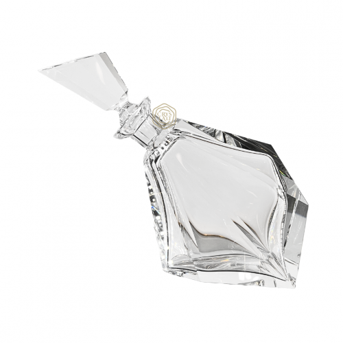 عبوة فاخرة من كريستال بوهيمي بتصميم مضلع مائل | صناعة تشيكية | حجم وسط