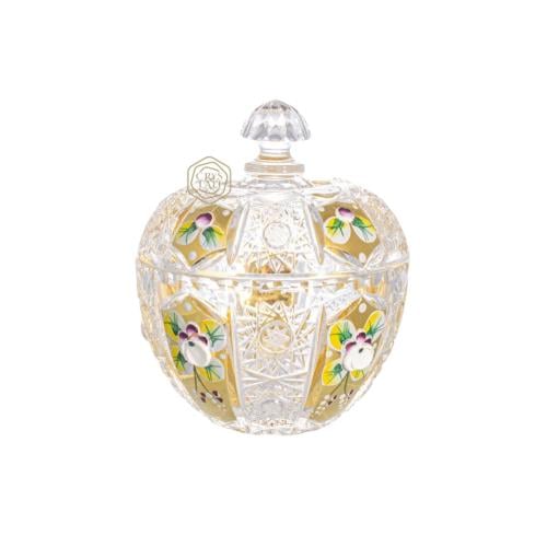 تمرية كريستال بوهيمي مع تذهيب ورسم حجم صغير بغطاء