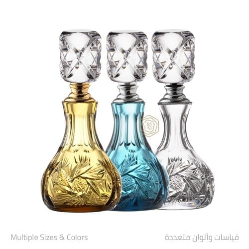 عبوة كريستال فاخرة مع ميل وقفل معدني | نقش وحفر حديث | صناعة يدوية من التشيك ( سيزر )