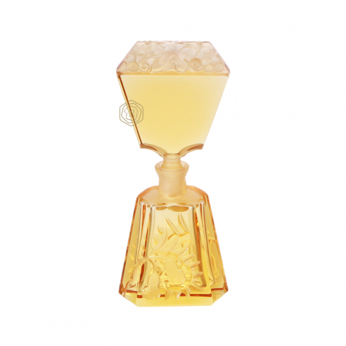 عبوة فاخرة من كريستال بوهيمي تصميم مضلع بلون العنبر | صناعة يدوية من التشيك | حجم صغير 80 مل