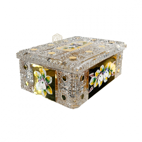 صندوق فاخر من كريستال بوهيمي مع تذهيب ورسم | صناعة يدوية من التشيك