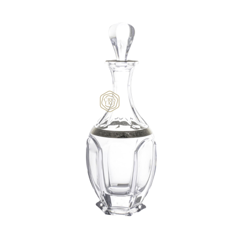 عبوة كريستال بوهيمي شفافة بنقش إطاري فضي 500مل