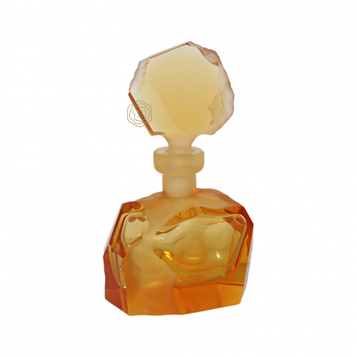 عبوة فاخرة من كريستال بوهيمي تصميم حديث بلون العنبر | صناعة يدوية من التشيك | حجم صغير 90 مل