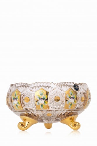 فازة كريستال بوهيمي ذهبية بأرجل