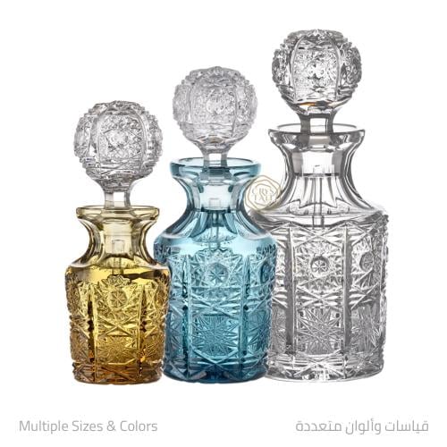 عبوة كريستال فاخرة مع ميل | نقش وحفر كلاسيكي | صناعة يدوية من التشيك ( سيزر )