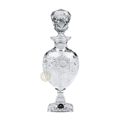 عبوة من كريستال بوهيمي شفافة حفر كلاسيكي مع قاعدة | صناعة تشيكية | السعة 150 مل