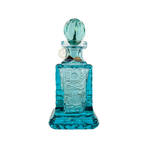 عبوة فاخرة من كريستال بوهيمي تصميم مربع بلون تيفاني | صناعة يدوية من التشيك | حجم صغير