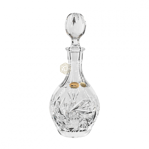 عبوة كريستال بوهيمي شفافة نقش حديث تصميم بيضاوي | صناعة تشيكية | حجم وسط 250 مل