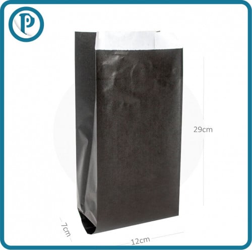 كيس بدون قاعدة 12×7×29 سم اسود ورق ابيض 1000 حبة