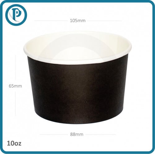 كوب ايس كريم 10 اونص اسود ورق ابيض 1000 حبة