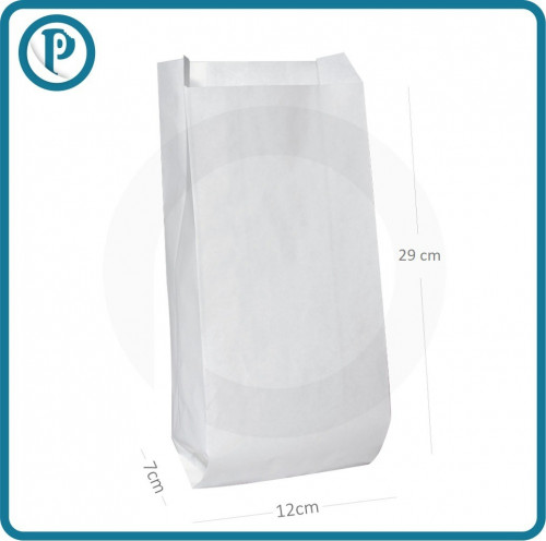 كيس بدون قاعدة 12×7×29 سم ورق أبيض 1000 حبة
