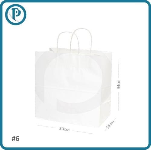 كيس #6 ورق ابيض بيد ملفوفه 200 حبة