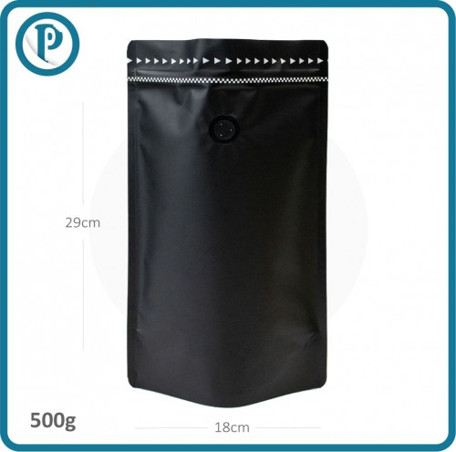 كيس قهوة 500 جرام اسود بصمام 300 حبة