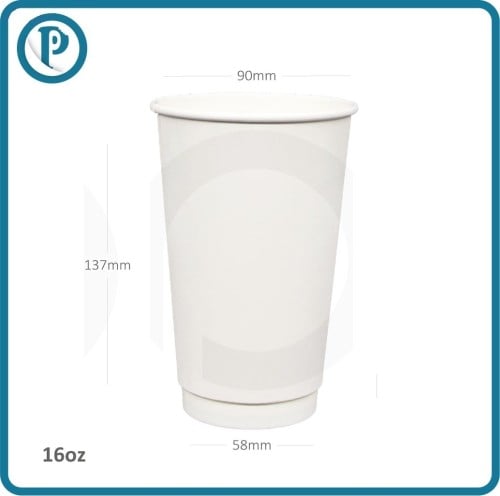 كوب قهوة 16 اونص ابيض طبقتين ورق ابيض 500 حبة