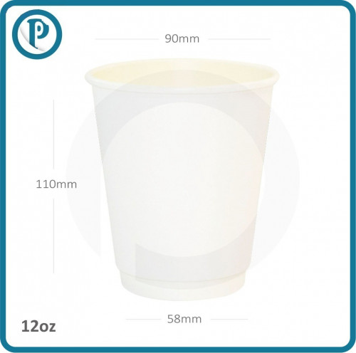 كوب قهوة 12 اونص طبقتين ورق ابيض 500 حبة