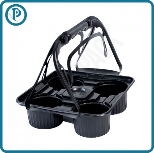 حامل اكواب رباعي بلاستيك اسود 200 حبة