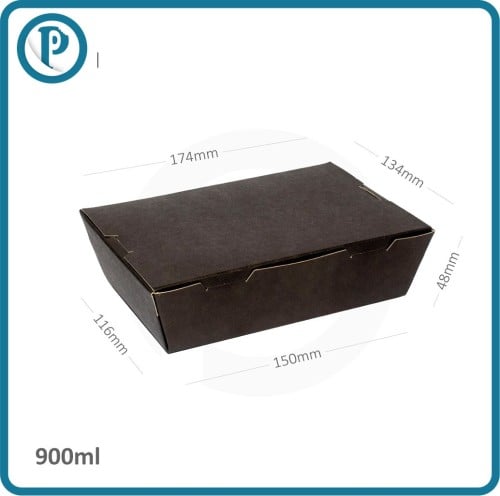 علبه طعام 900 مل اسود ورق كرافت 200 حبة
