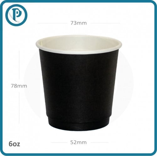 كوب قهوة 6 اونص اسود طبقتين ورق ابيض 500 حبة