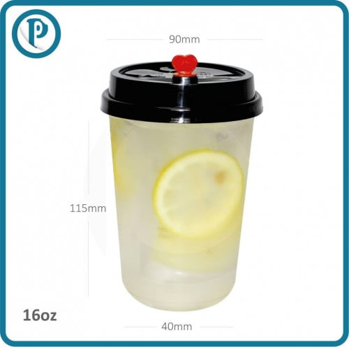 16oz Plastic Cups With Dome Lids and Boba Straws 80 Pack 16 Oz