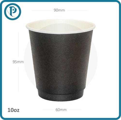 كوب قهوة 10 اونص اسود طبقتين ورق ابيض 500 حبة