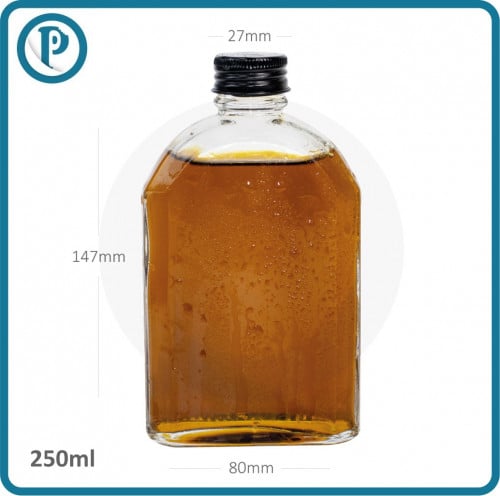 قارورة قهوة باردة 250 مل زجاج شفاف بغطاء الومنيوم اسود 40 حبة