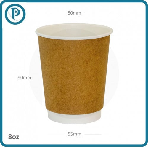 كوب قهوة 8 اونص ورق طبقتين ابيض و كرافت 500 حبة