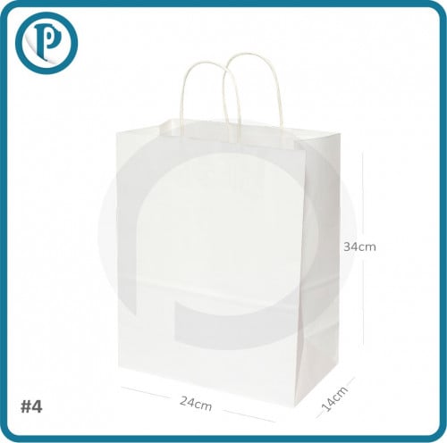 كيس #4 ورق ابيض بيد ملفوفه 200 حبة