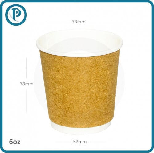 كوب قهوة 6 اونص طبقتين ورق ابيض و كرافت 500 حبة