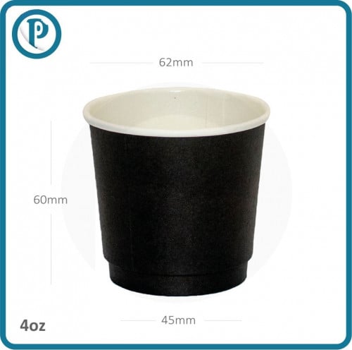 كوب قهوة 4 اونص اسود طبقتين ورق ابيض 500 حبة