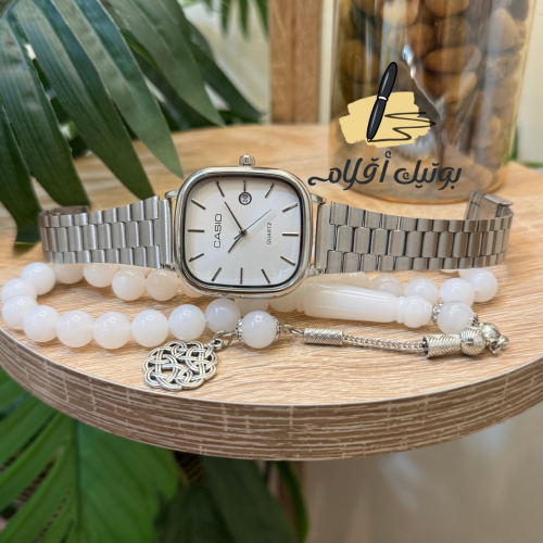 طقم ساعة كاسيو مع سبحة
