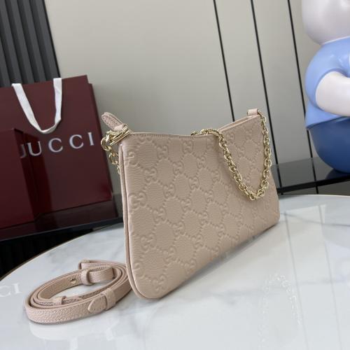 Gucci GG Embossed Nude Leather Mini Pochette