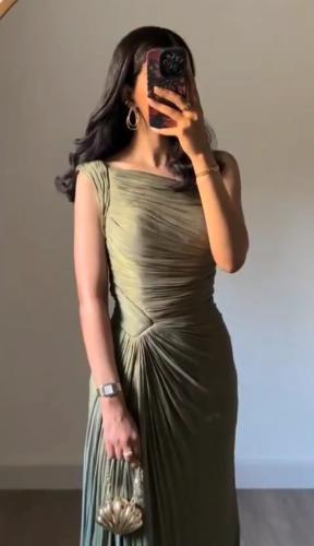 فستان قماش لمعه بلسيبه