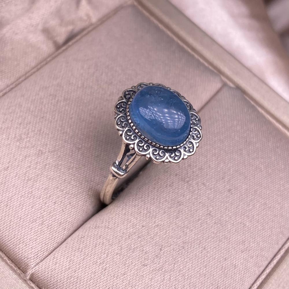 خاتم أكوامارين S925 لمسة فخامة وأناقة يومية