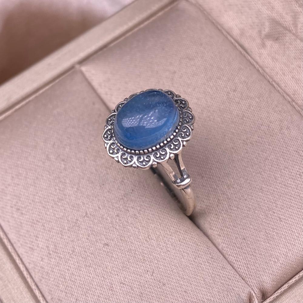 خاتم أكوامارين S925 لمسة فخامة وأناقة يومية