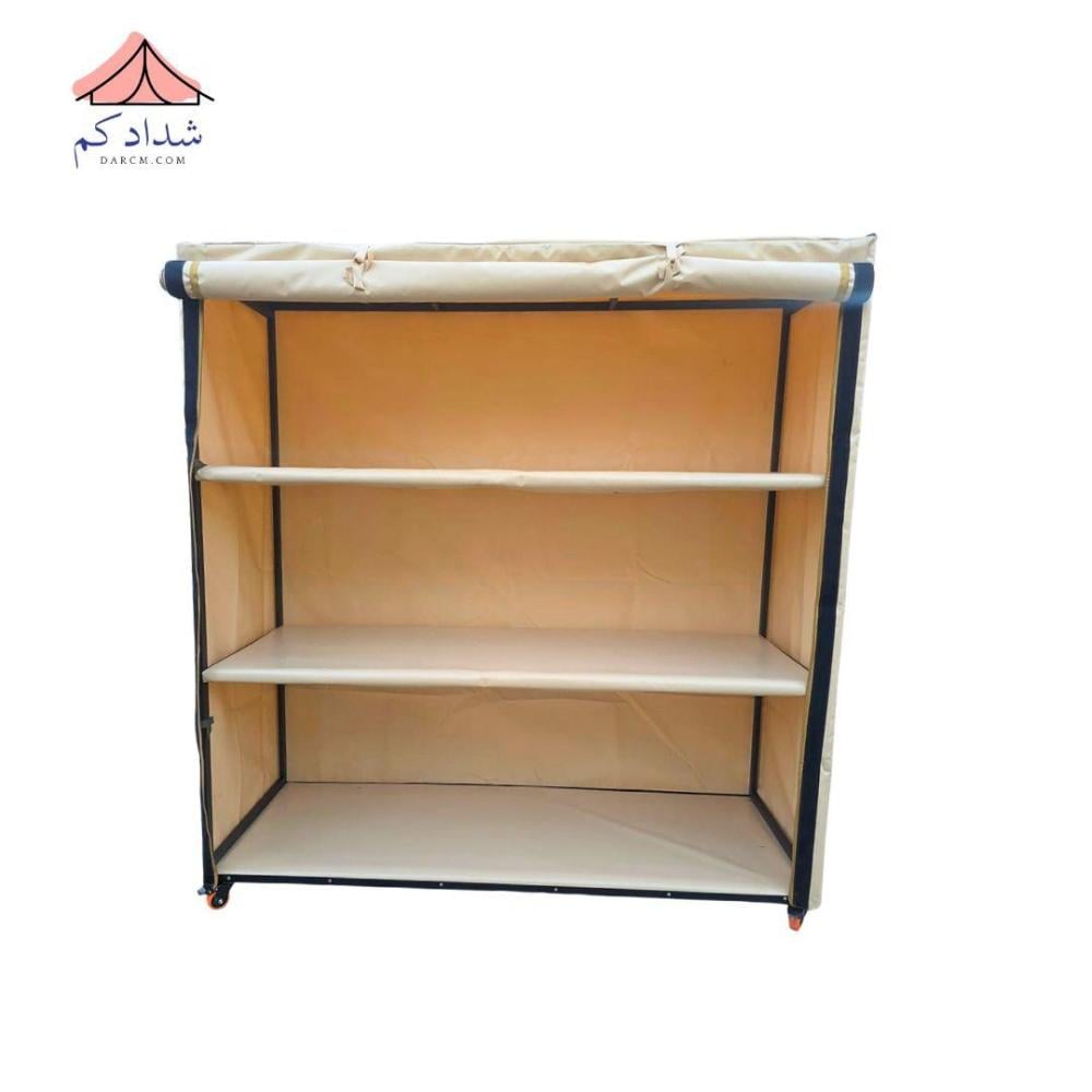 دولاب تخزين متنقل كبير - قماش PVC  - بيج رملي - كوري