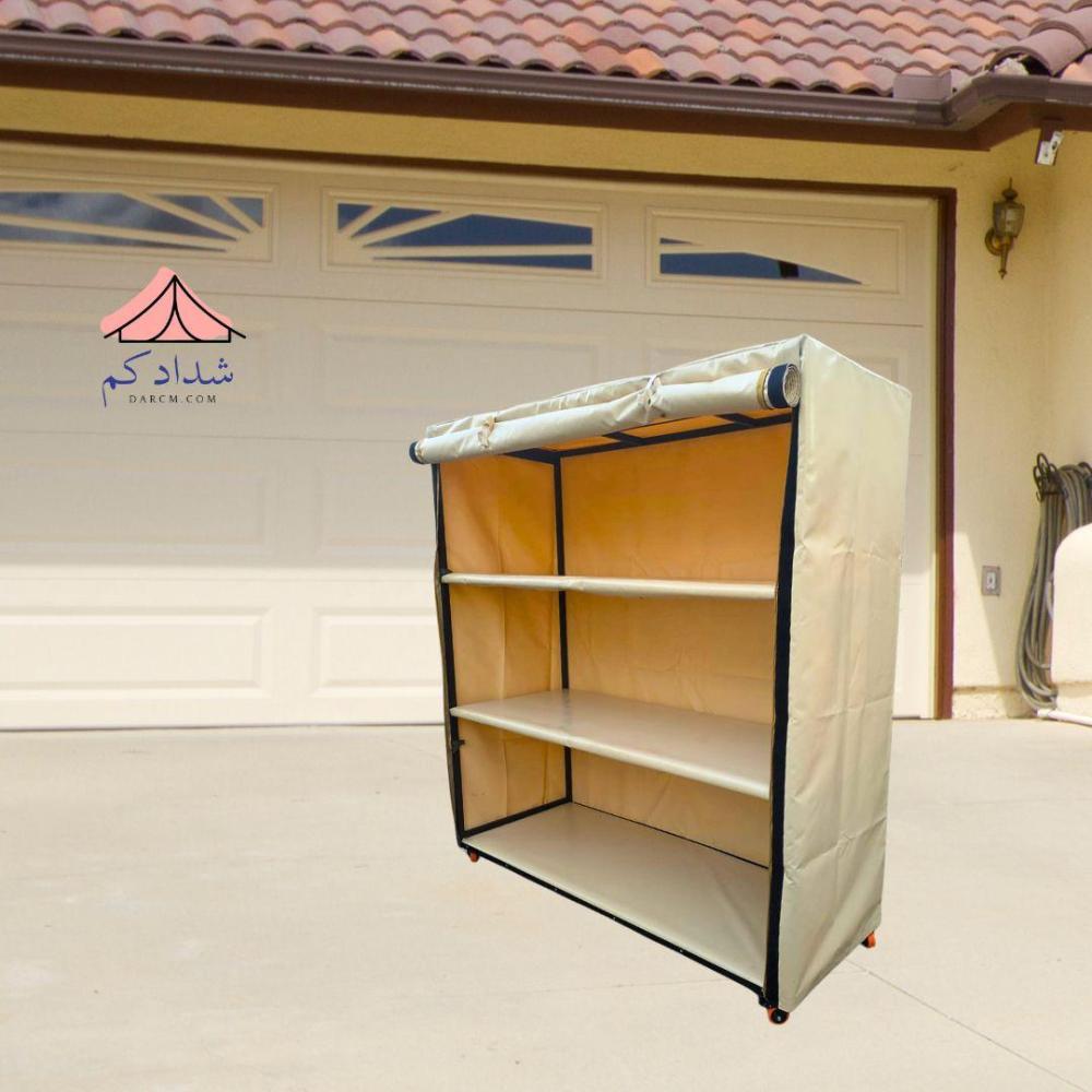دولاب تخزين متنقل كبير - قماش PVC  - بيج رملي - كوري