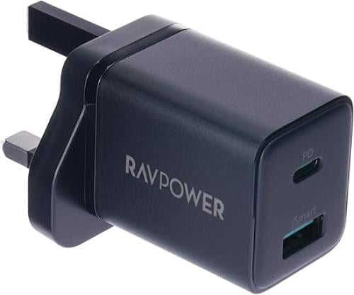 شاحن حائط ثنائي المنافذ USB بقدرة 20 واط من راف با...