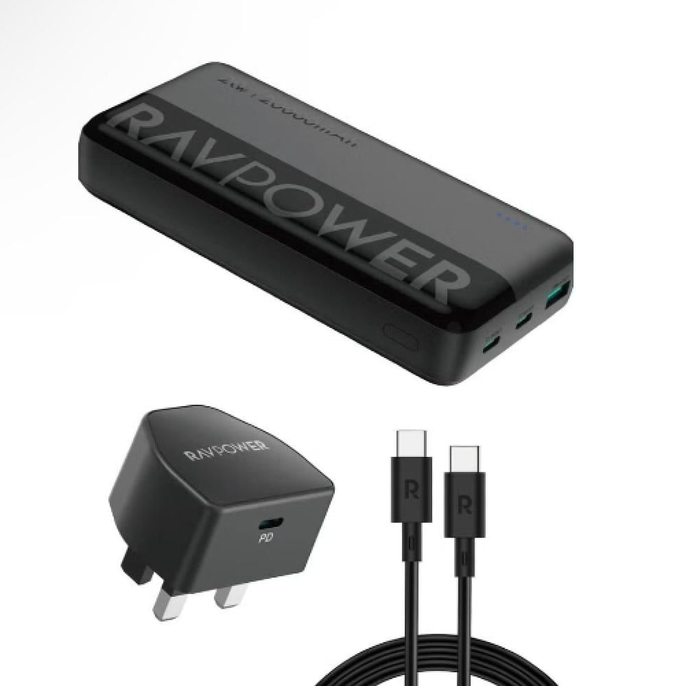 بكج راف باور بطارية وكيبل تايب سي وشاحن سيارة