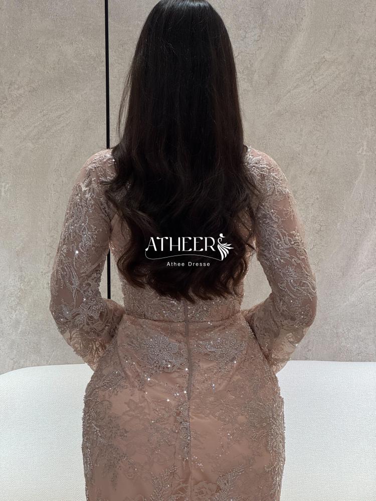 فستان سهرة تول مطرز بالخرز | فستان سُدن