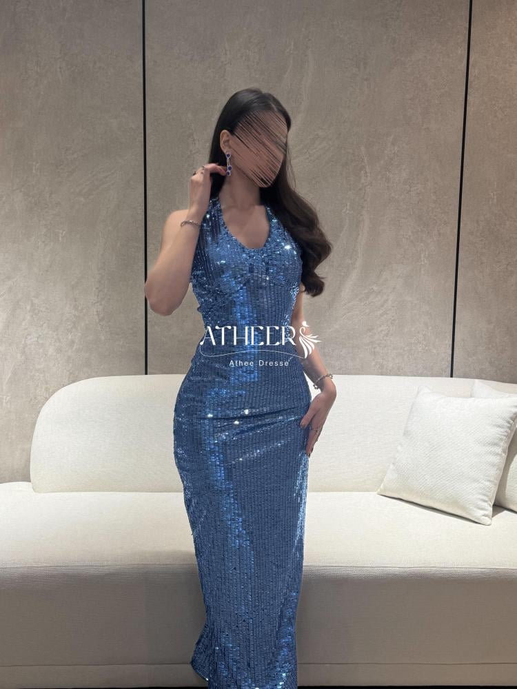 فستان سهرة شانطون راقي بلمعة ناعمة | فستان ليال