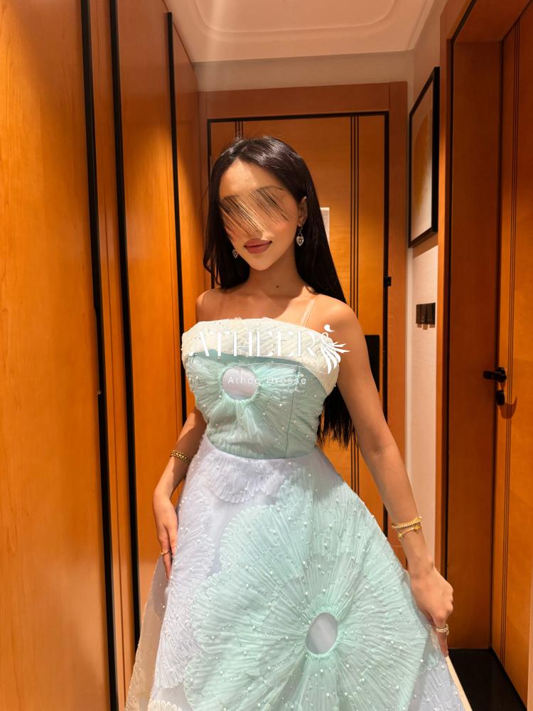 فستان سهره كلوش جازار راقي | فستان سكاي