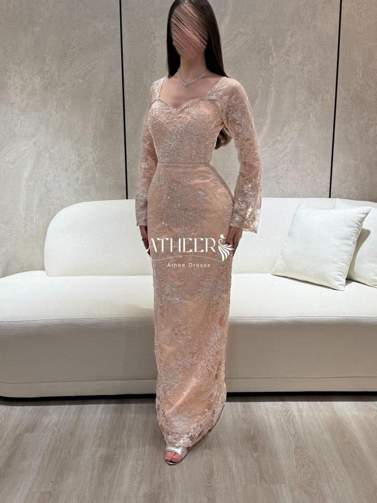 فستان سهرة تول مطرز بالخرز | فستان سُدن